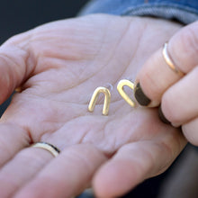 Load image into Gallery viewer, Gold Horseshoe (rainbow) Earrings