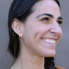 Load image into Gallery viewer, Gold Horseshoe (rainbow) Earrings