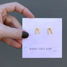 Load image into Gallery viewer, Gold Horseshoe (rainbow) Earrings