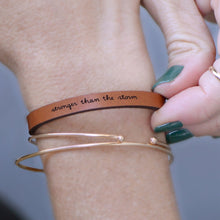 Load image into Gallery viewer, stronger than the storm  Engraved Leather Bracelet