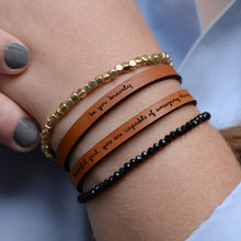 Load image into Gallery viewer, be you bravely Engraved Leather Bracelet