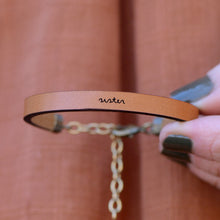 Load image into Gallery viewer, sister Engraved Leather Bracelet