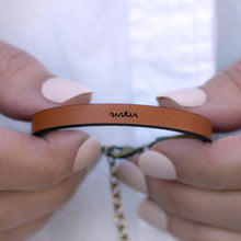Load image into Gallery viewer, sister Engraved Leather Bracelet
