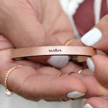 Load image into Gallery viewer, sister Engraved Leather Bracelet