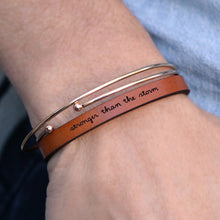 Load image into Gallery viewer, stronger than the storm  Engraved Leather Bracelet