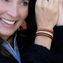 Load image into Gallery viewer, stronger than the storm  Engraved Leather Bracelet