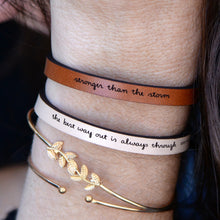 Load image into Gallery viewer, stronger than the storm  Engraved Leather Bracelet