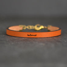 Load image into Gallery viewer, beloved Engraved Leather Bracelet
