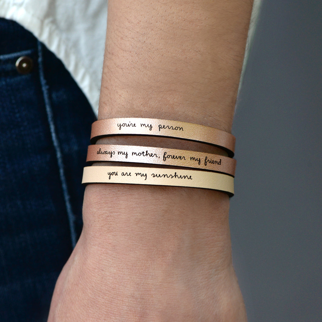 always my mother, forever my friend  Engraved Leather Bracelet