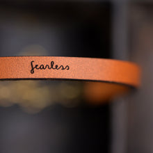 Load image into Gallery viewer, fearless Engraved Leather Bracelet
